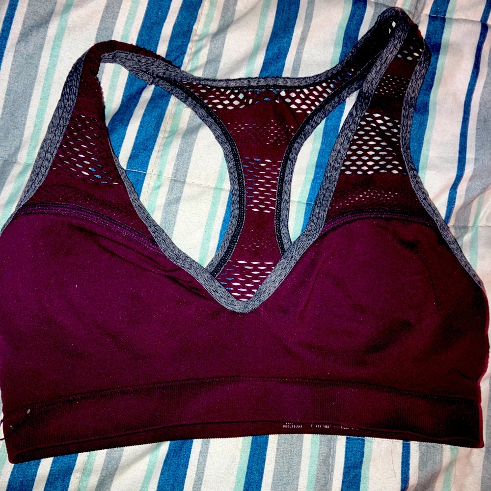 Pink Victoria’s Secret sports athletic bra maroon and grey size medium